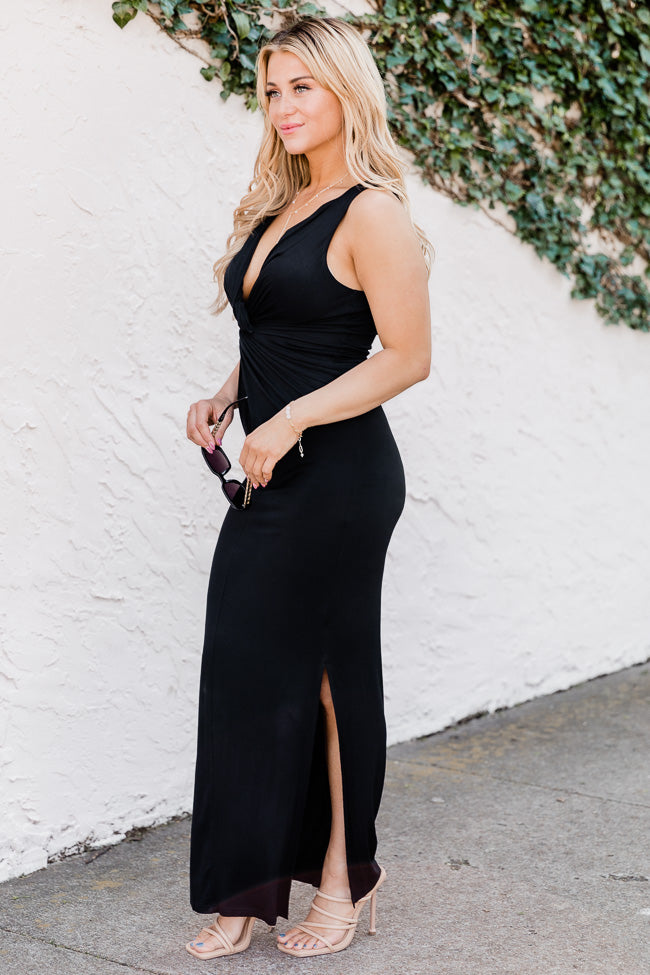 Where Are You Now Black Knit Maxi Dress FINAL SALE Outlet Deals