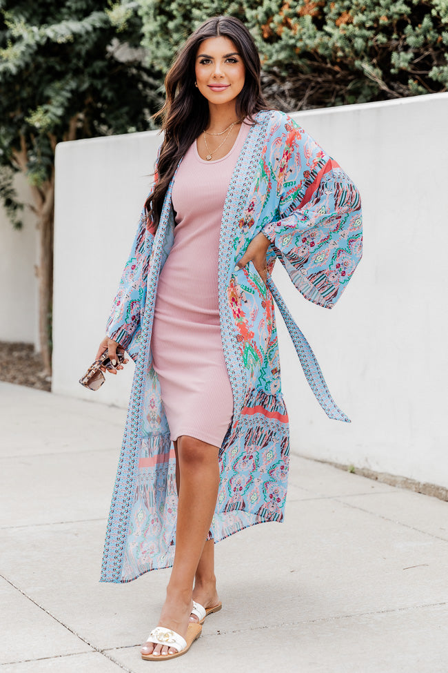 Daydream Look Blue Multi Printed Kimono FINAL SALE Sale Get To Buy