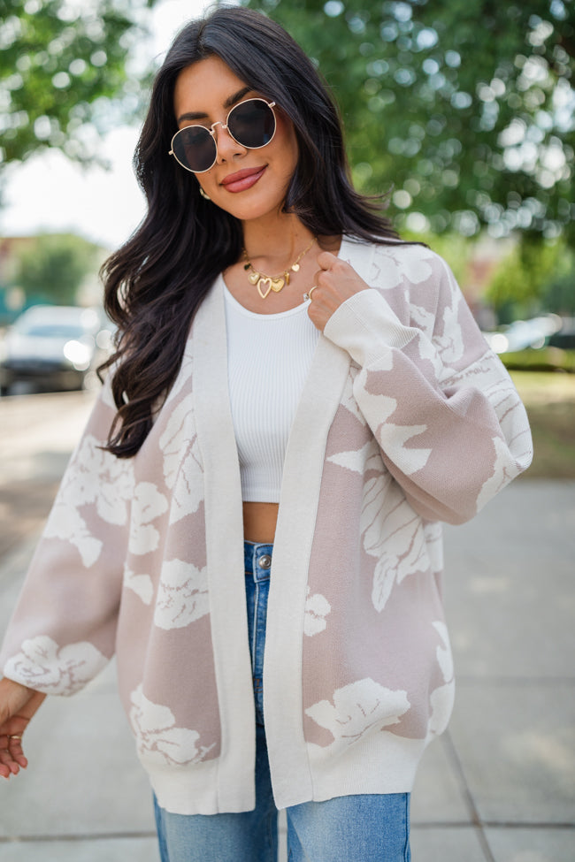 Trying Your Best Beige Floral Cardigan FINAL SALE Cheap Sale New