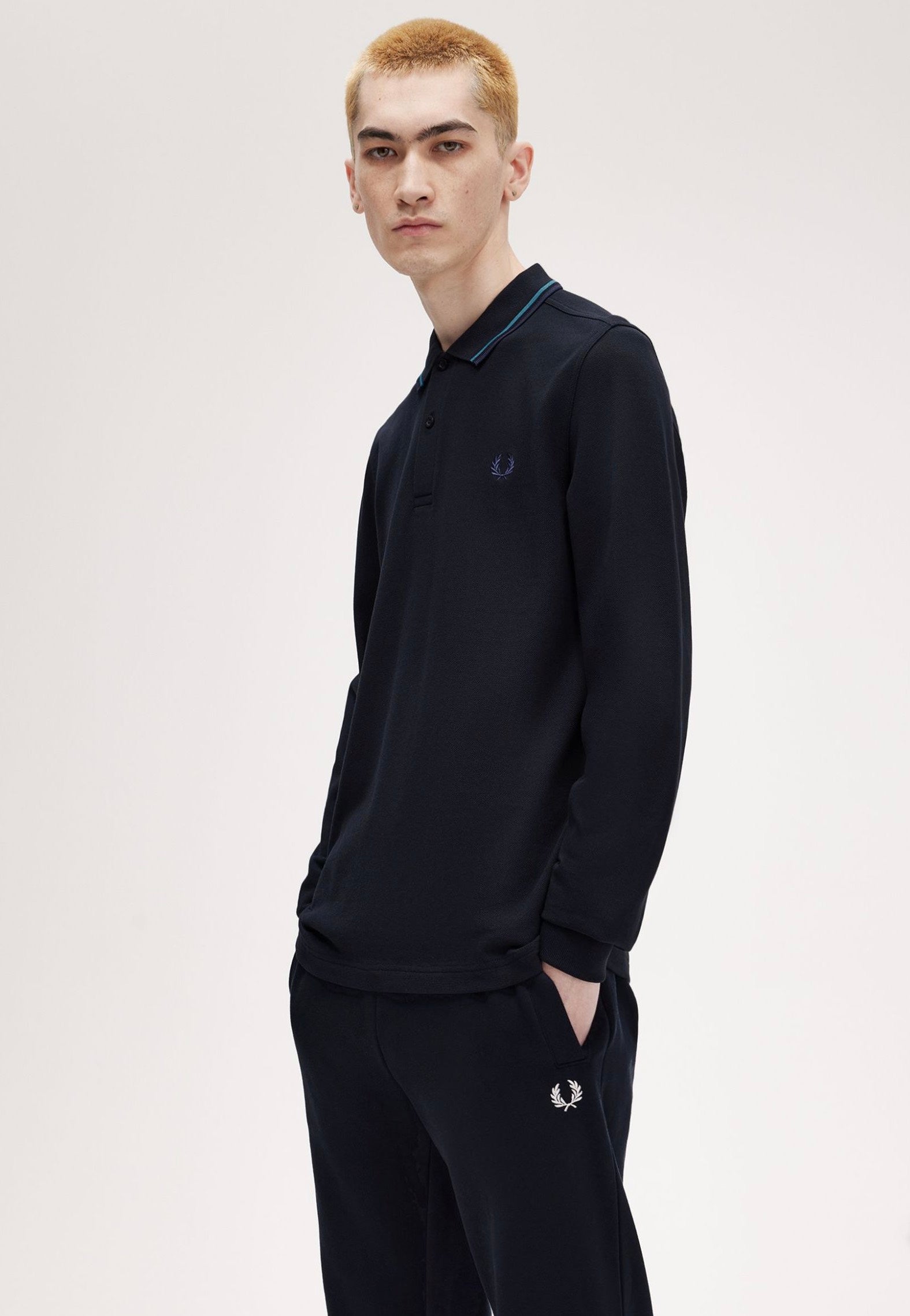 Fred Perry - Twin Tipped Nvy/Ocean/Dkcarb - Longsleeve Sale Low Shipping Fee