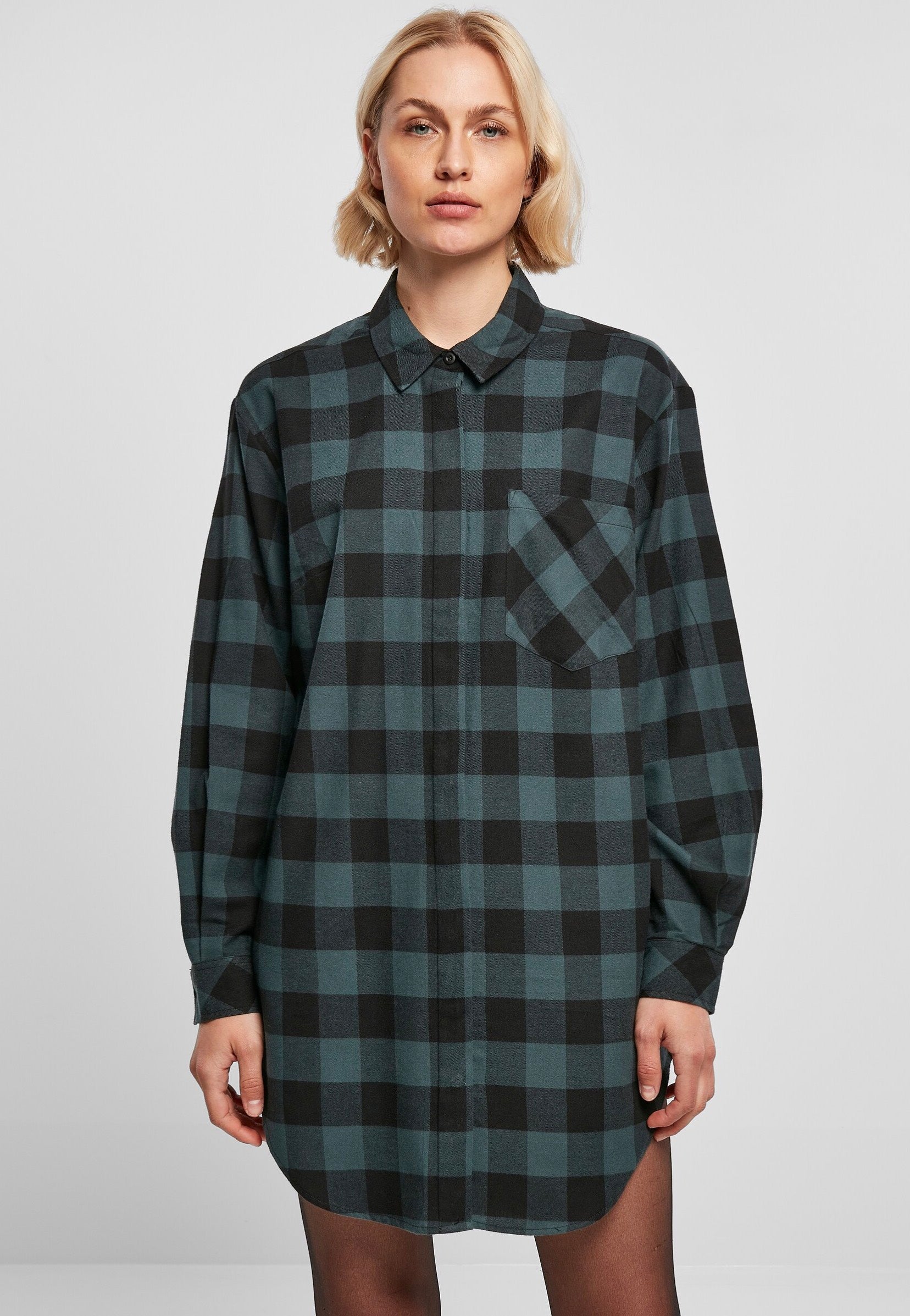 Urban Classics - Ladies Oversized Check Flannel Jasper/Black - Dress Cheap Outlet Store