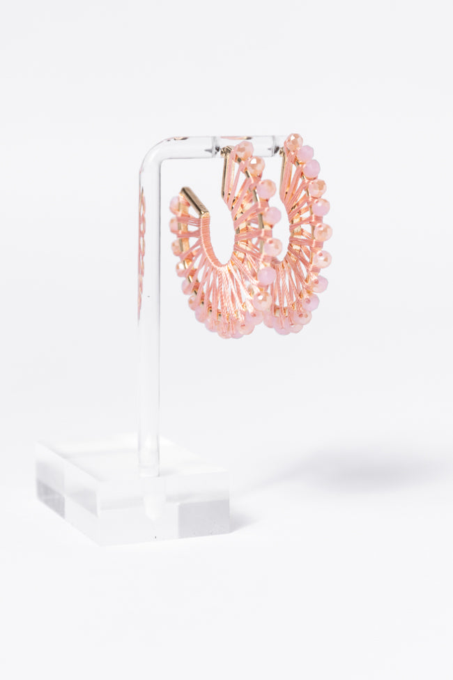 Pink Thread Wrapped Hoop Earrings For Sale Cheap Pice