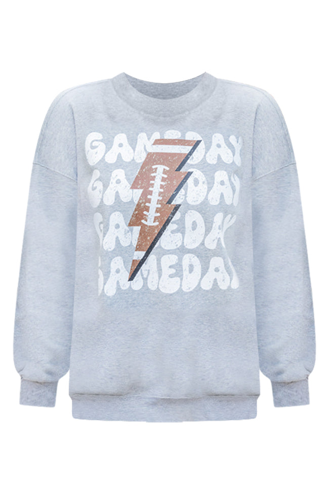 Gameday Football Grey Oversized Graphic Sweatshirt Cheap Sale Big Discount