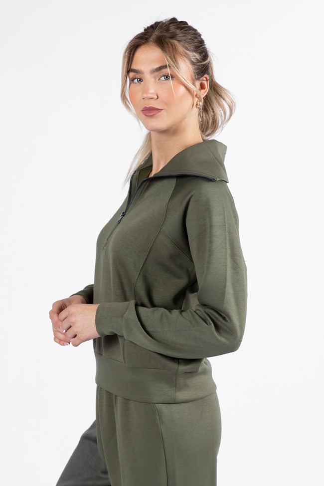 Let's Just Stay Green Quarter Zip Knit Pullover