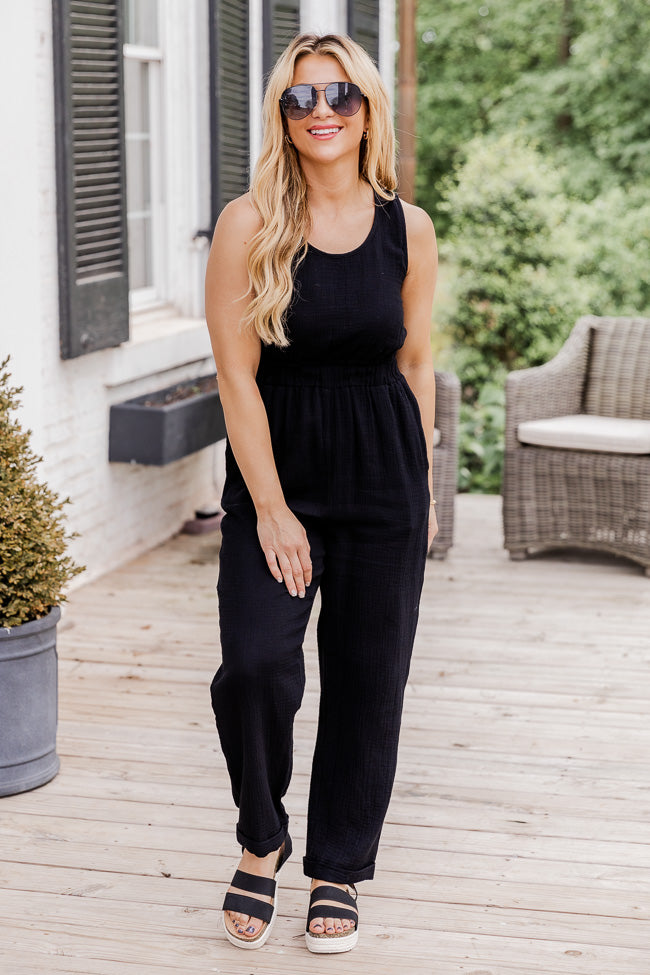 Seeing You Again Black Gauze Jumpsuit FINAL SALE Tumblr Cheap Pice