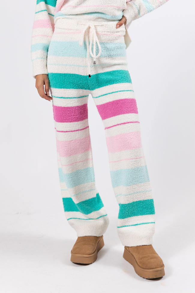 Heart On The Line Multi Striped Fuzzy Lounge Pants Buy Cheap Explore