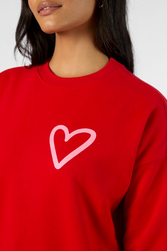 Love You More Red Oversized Graphic Sweatshirt From China Cheap Pice