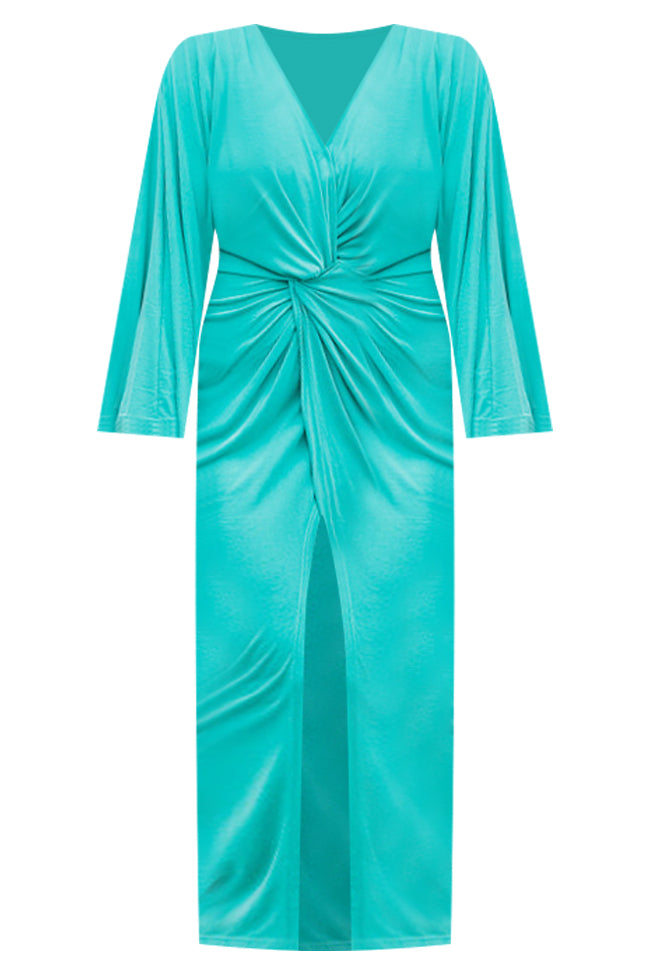 Joyful Feeling Teal Long Sleeve Twist Front Maxi Dress FINAL SALE Sale Top Quality