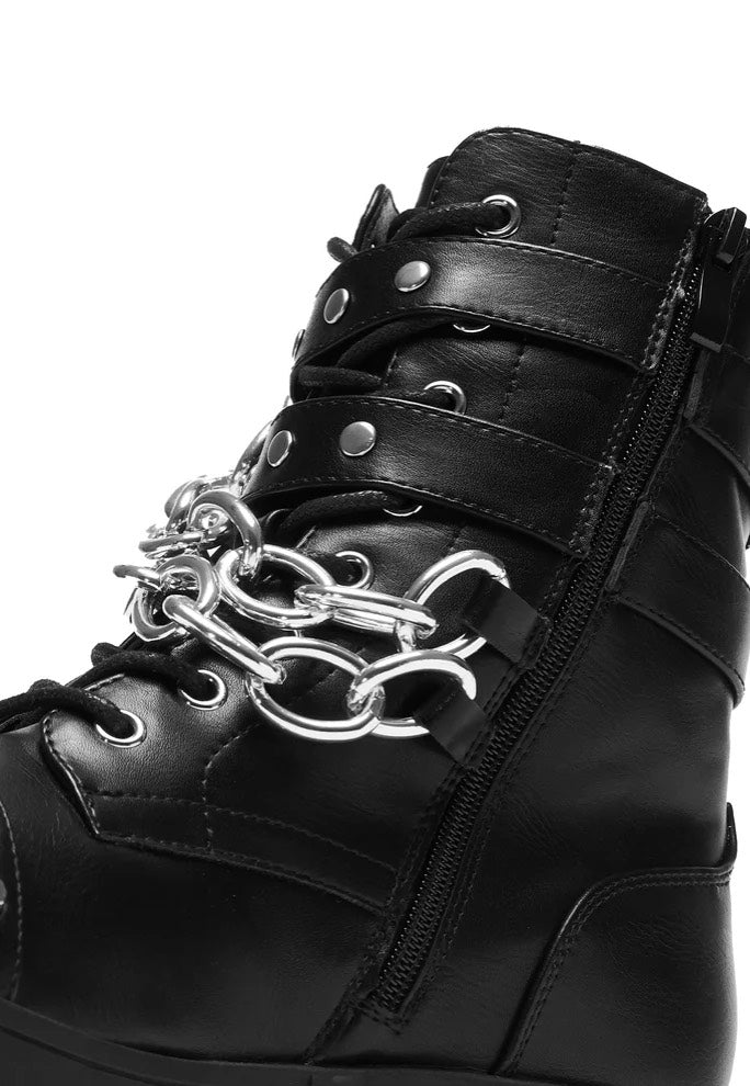 Koi Footwear - Shackled Shadows Heavy Duty Chain Biker Black - Girl Shoes Free Shipping Pay With Visa