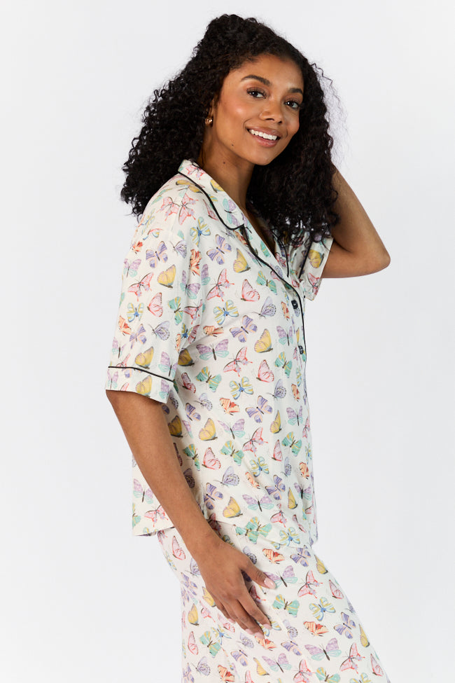 Good To Get Away Butterfly Short Sleeve Pajama Top How Much