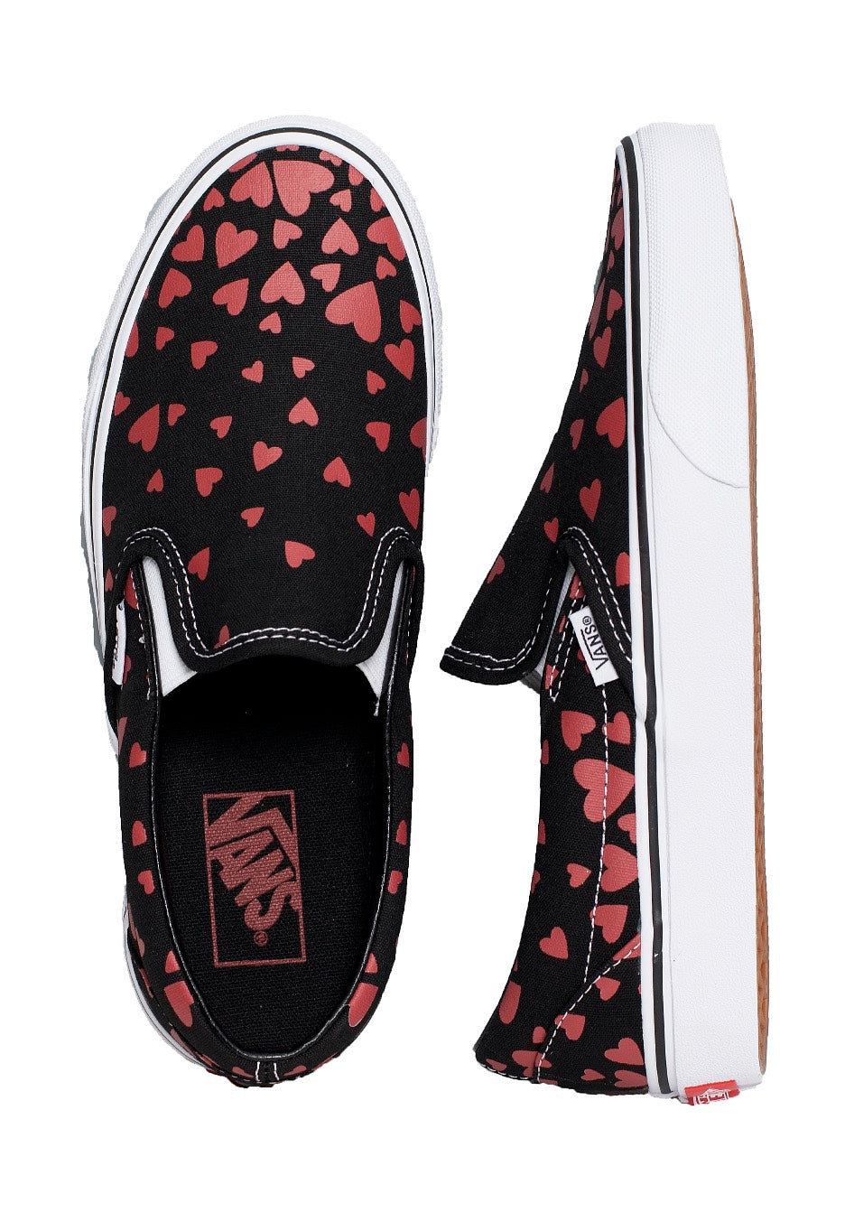 Vans - Classic Slip On (Valentineshrts)Black Red - Girl Shoes Cheap Sale View