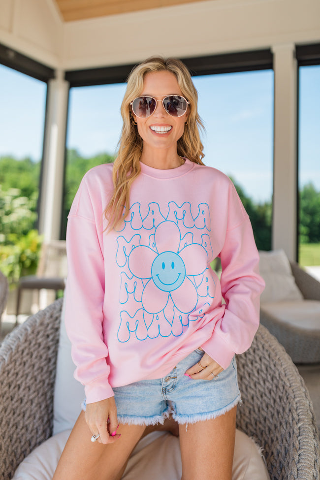 Mama Daisy Repeat Light Pink Oversized Graphic Sweatshirt Tori X Pink Lily Sale Lowest Pice