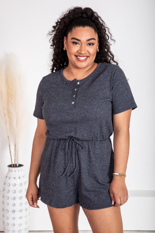 Simple Times Dark Grey Romper FINAL SALE Amazing Pice Cheap Online