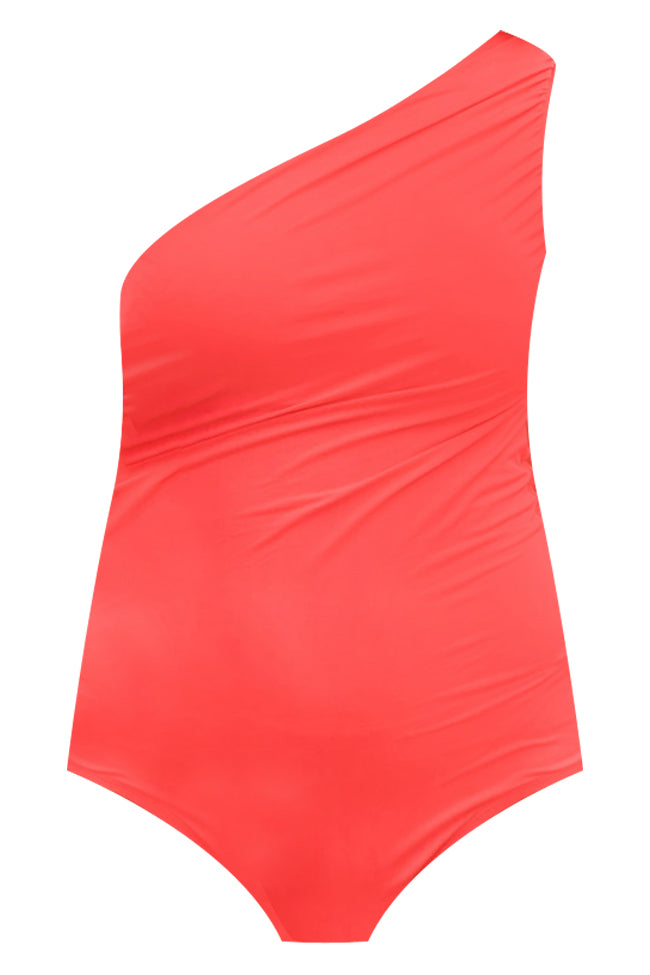 Find Me Poolside Red One Shoulder Swimsuit FINAL SALE Cheap Sale Shop