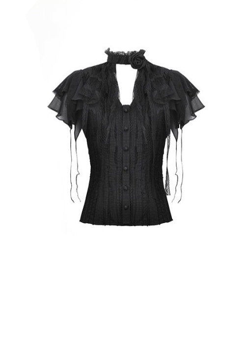 Dark in Love - Gothic Tattered Cape Mock Two-Piece - Blouse 2025 Cheap Pice