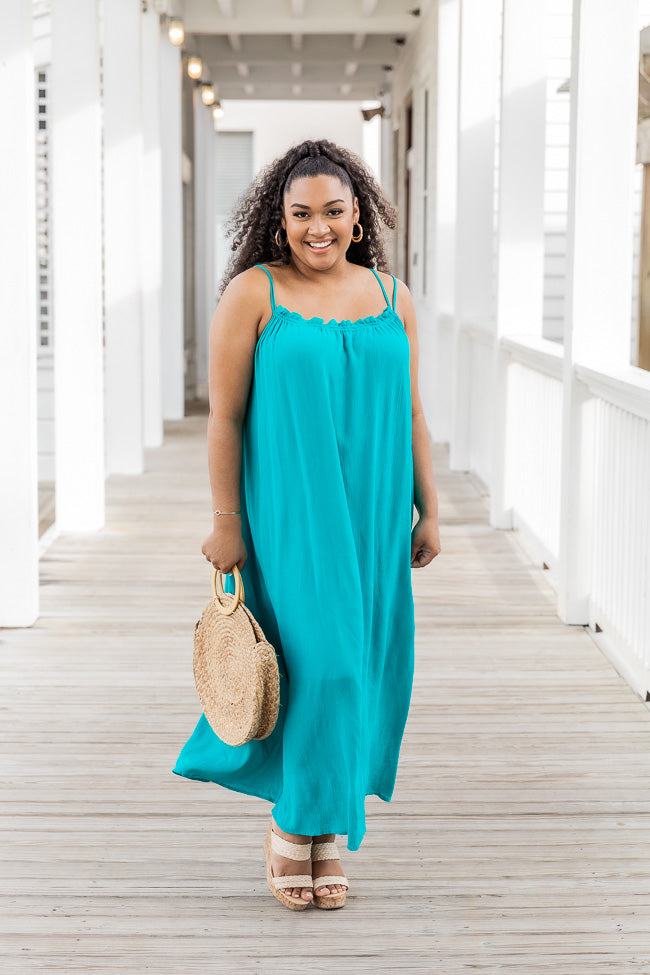 Choose Fate Teal High Neck Midi Dress FINAL SALE For Sale Sale Online