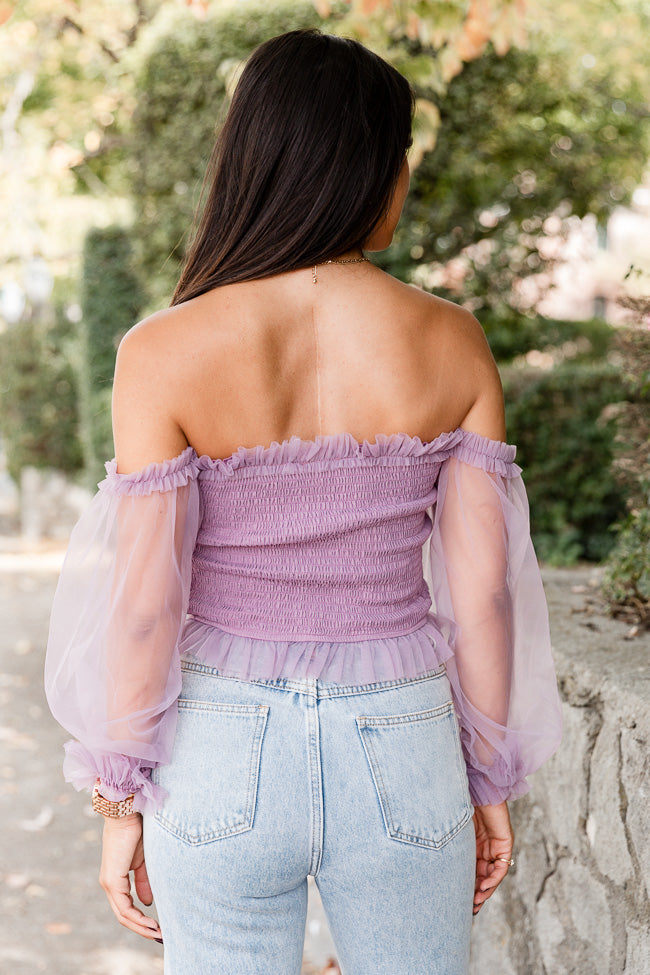 Happy Ever After Dusty Purple Ruffled Tulle Sleeved Blouse FINAL SALE Clearance Good Selling