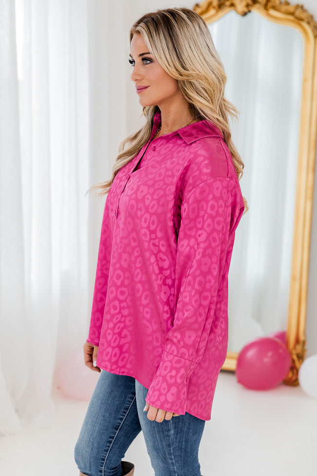 Already Spoken For Pink Leopard Print Satin Blouse FINAL SALE Cheap Eastbay