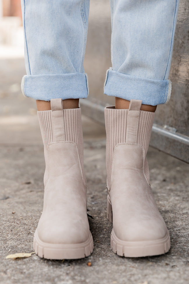 Jazzy Taupe Sock Style Booties FINAL SALE Clearance Recommend