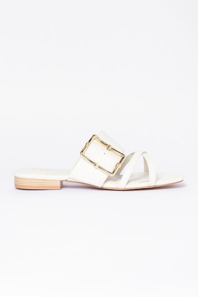 Blaine White Buckle Sandals Cheap Factory Outlet