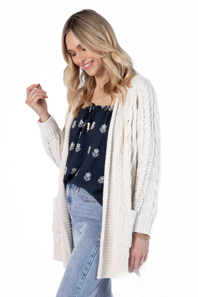 Sweet Nothings Cream Chunky Cable Knit Cardigan Outlet Genuine