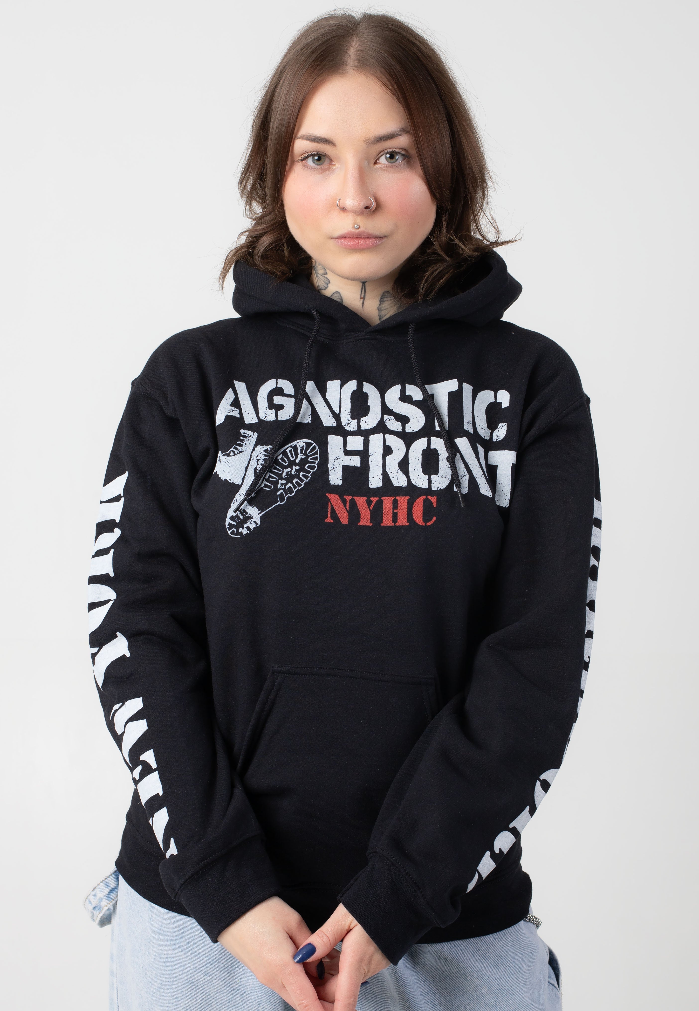 Agnostic Front - Stencil Boots - Hoodie Free Shipping Low Pice