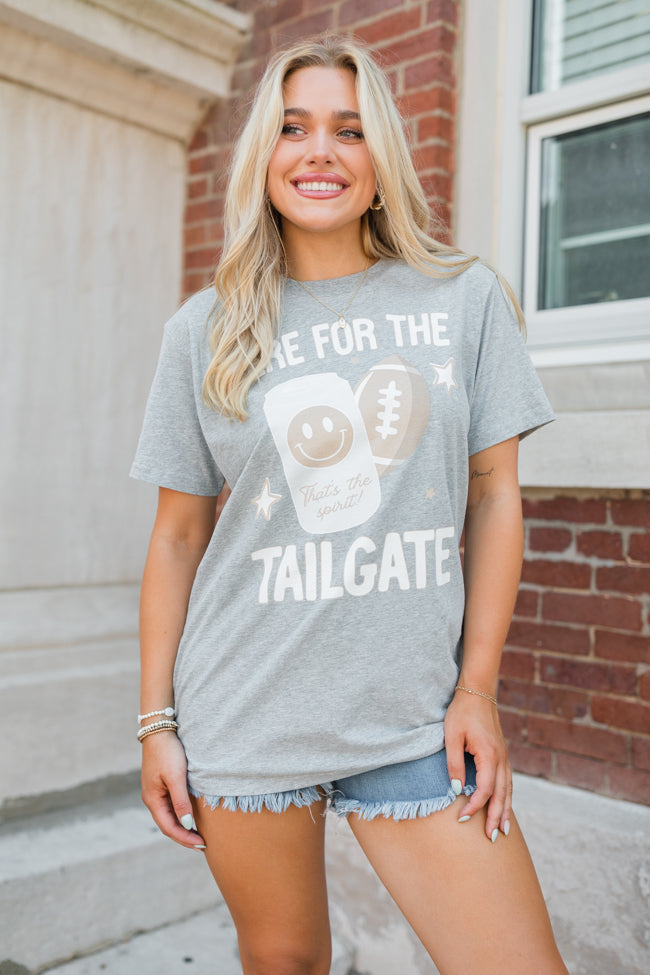 Here For The Tailgate Light Grey Oversized Graphic Tee Cheap Pictures