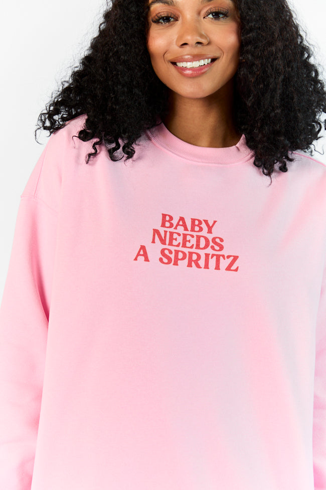 Baby Needs A Spritz Light Pink Oversized Graphic Sweatshirt Authentic Cheap Pice