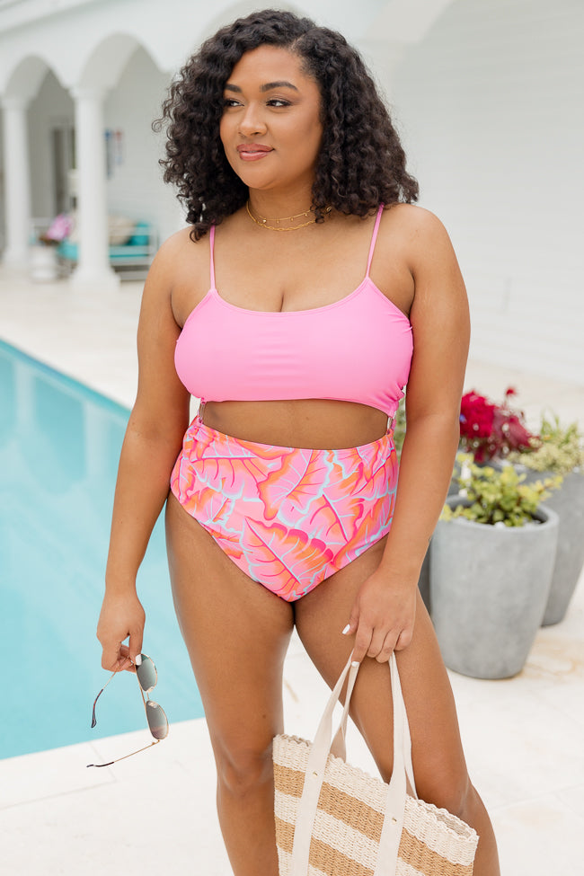 You Can't Swim With Us in Colorful Couture One Piece Cut-Out Swimsuit FINAL SALE