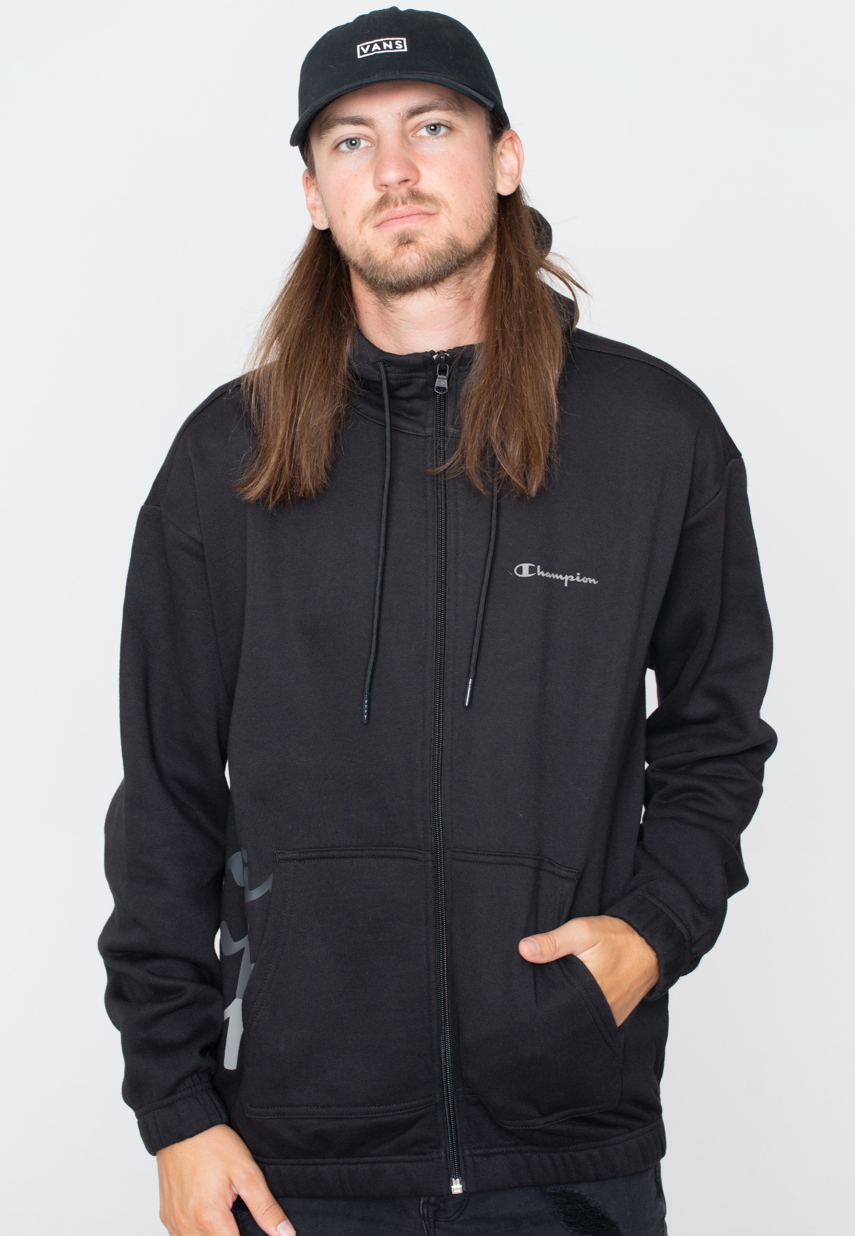 Champion - Hooded Full Zip Black Beauty - Zipper Excellent