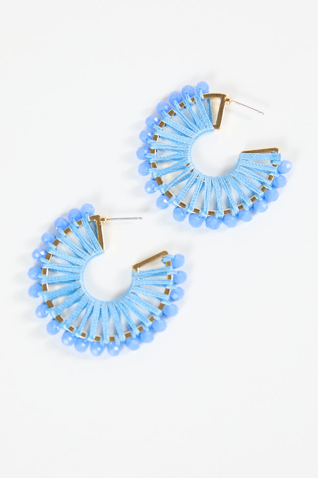 Blue Thread Wrapped Hoop Earrings Cheap Sale Release Dates