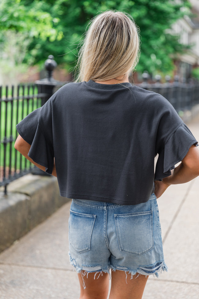 Embrace The Journey Charcoal Waffle Crop Tee Free Shipping Finishline