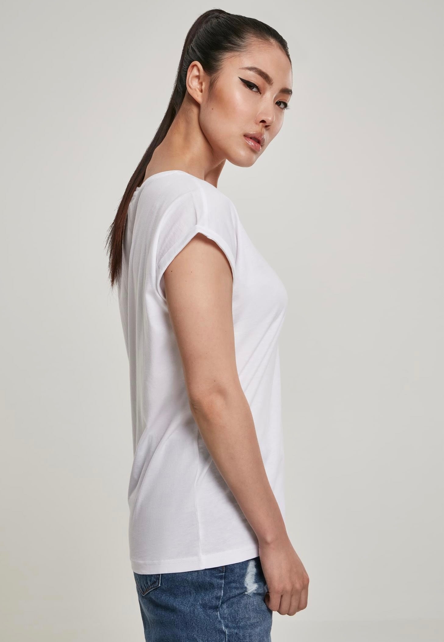 Urban Classics - Ladies Organic Extended Shoulder White - T-Shirt Outlet Wiki