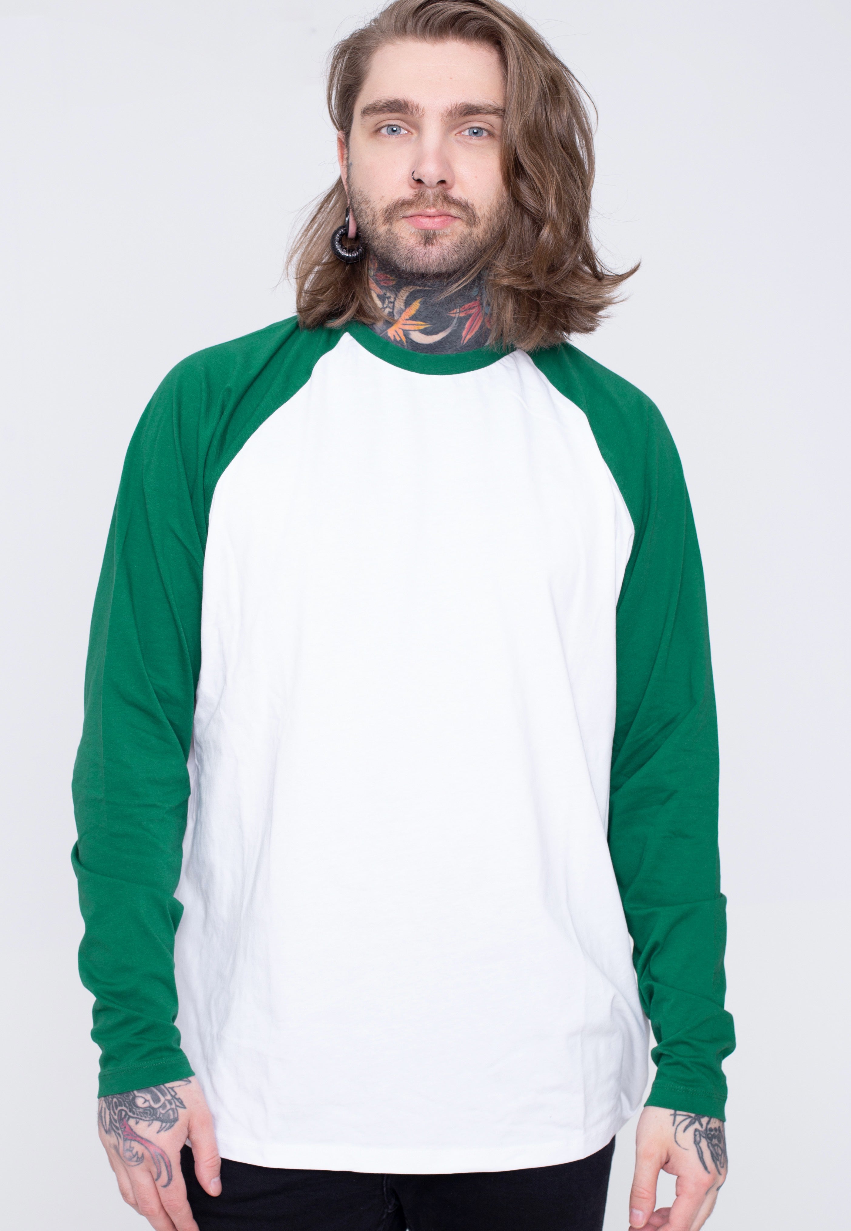 Urban Classics - Organic Oversized Raglan White/Green - Longsleeve Latest