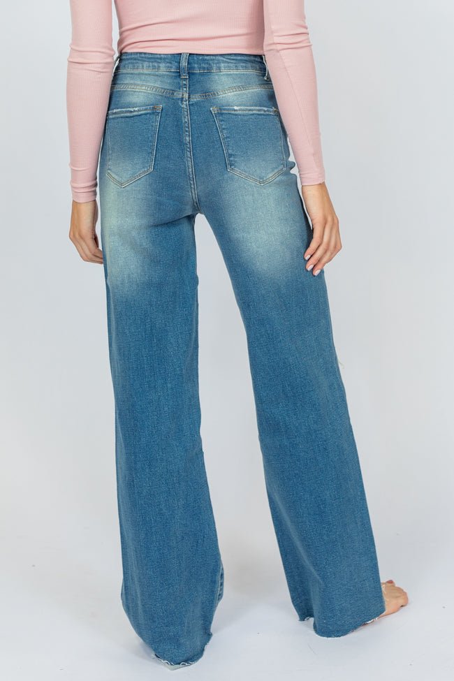 Kelsea Medium Wash Wide Leg Jeans Sale High Quality