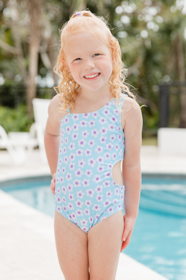 Kid's Cool Waters in Ditzy Daisy Side Cutout One Piece Swimsuit FINAL SALE