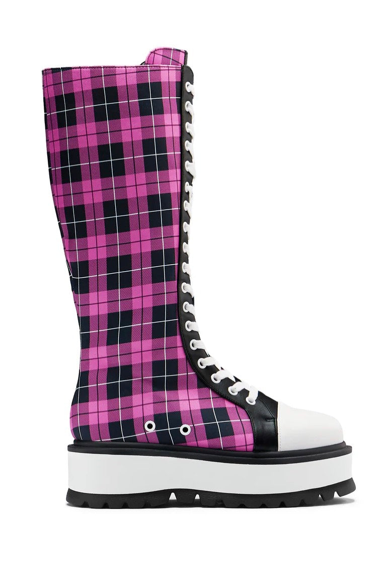 Koi Footwear - Irrelevant Long Platform Pink Check - Girl Shoes Cheap Purchase