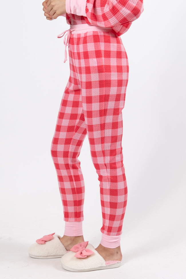 Outshine The Rest Pink Plaid Lounge Joggers FINAL SALE Original Cheap Pice