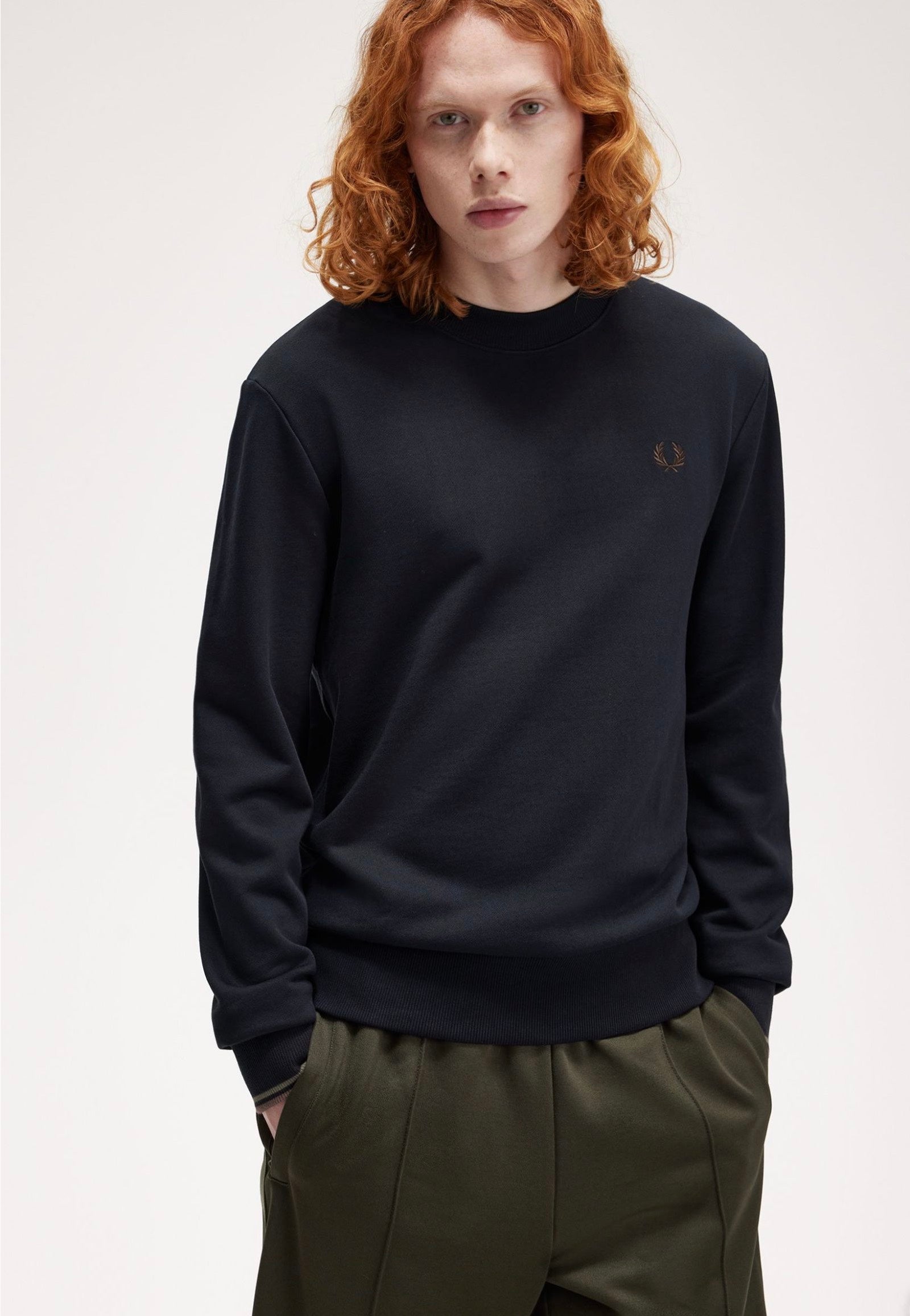 Fred Perry - Crew Neck Nvy/Lrlwgrn/Bric - Sweater Discount Big Sale