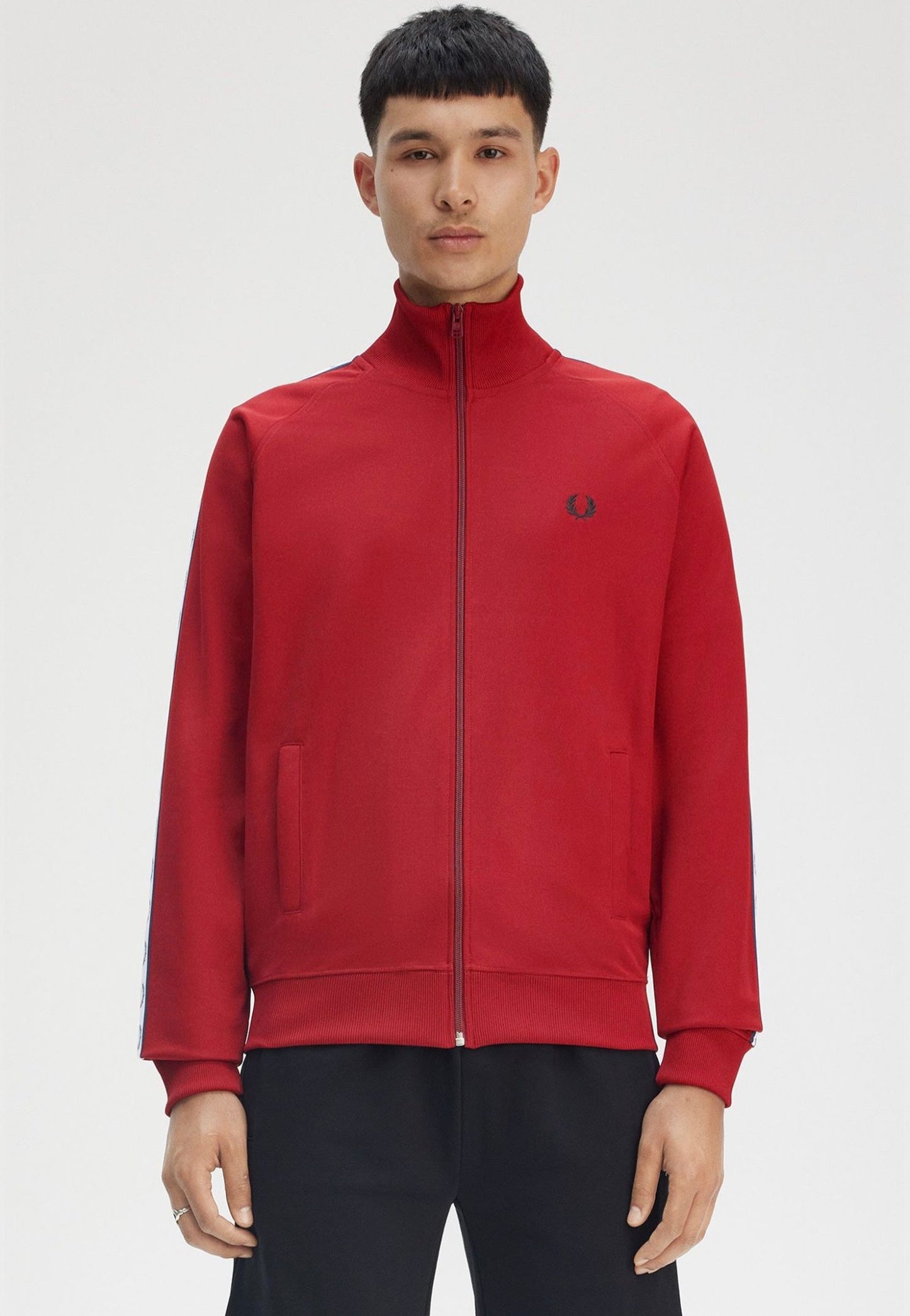 Fred Perry - Taped Track Burnt Red - Track Jacket Best Seller For Sale