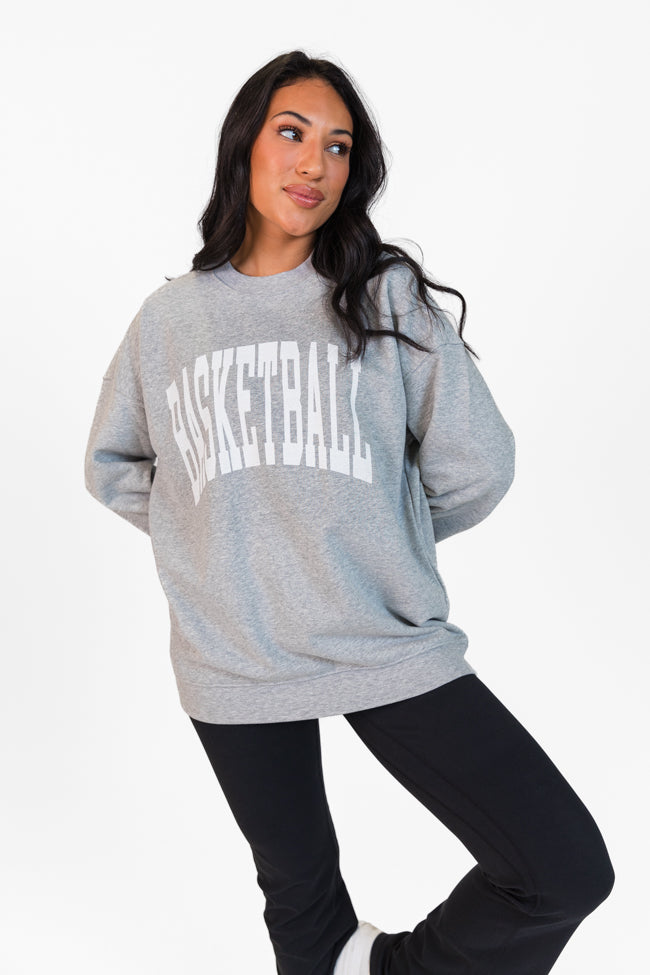 Basketball Block Light Grey Oversized Graphic Sweatshirt Outlet Visit