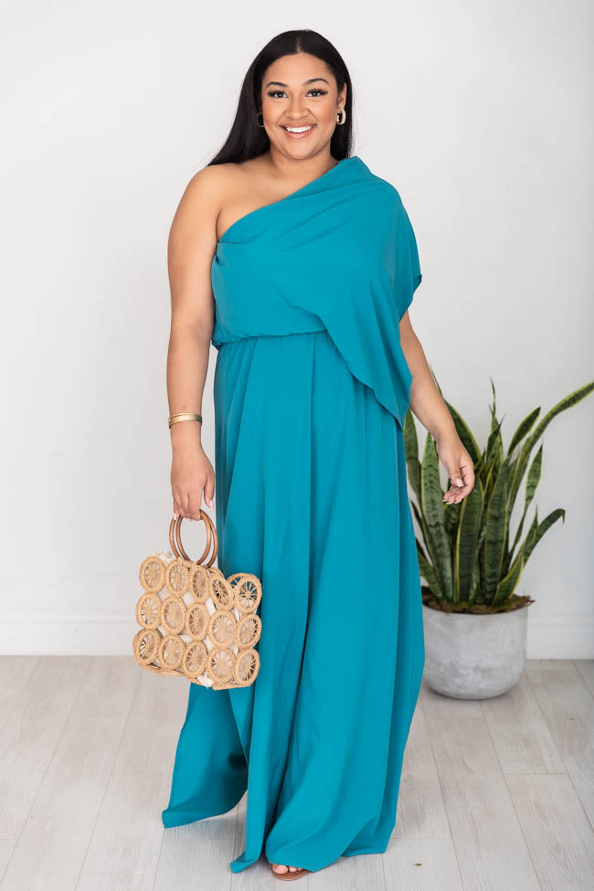 Found My Forever Teal One Shoulder Maxi Dress FINAL SALE Visit New Online