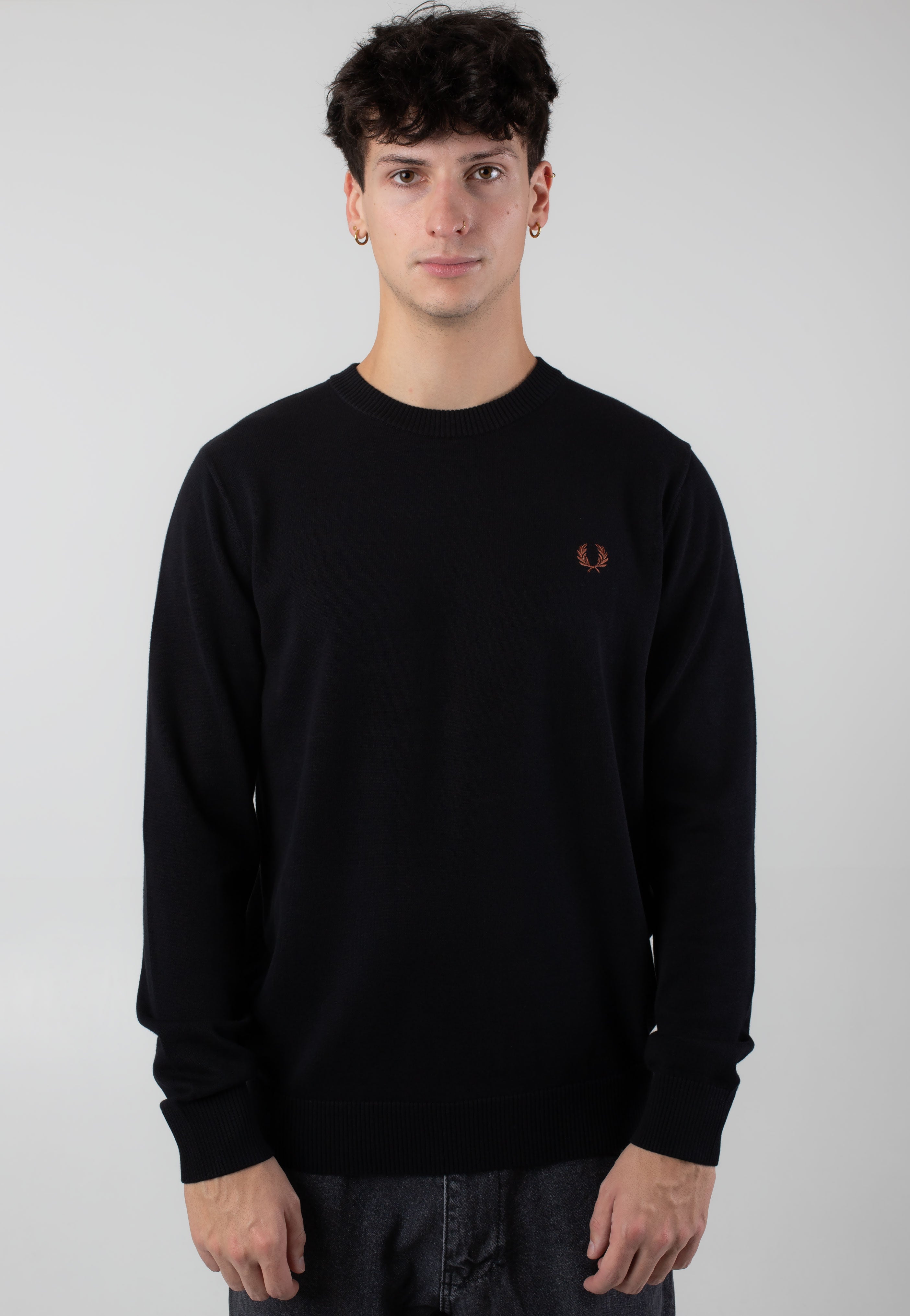 Fred Perry - Boucle Laurel Wreath Black - Pullover Outlet Discount Authentic