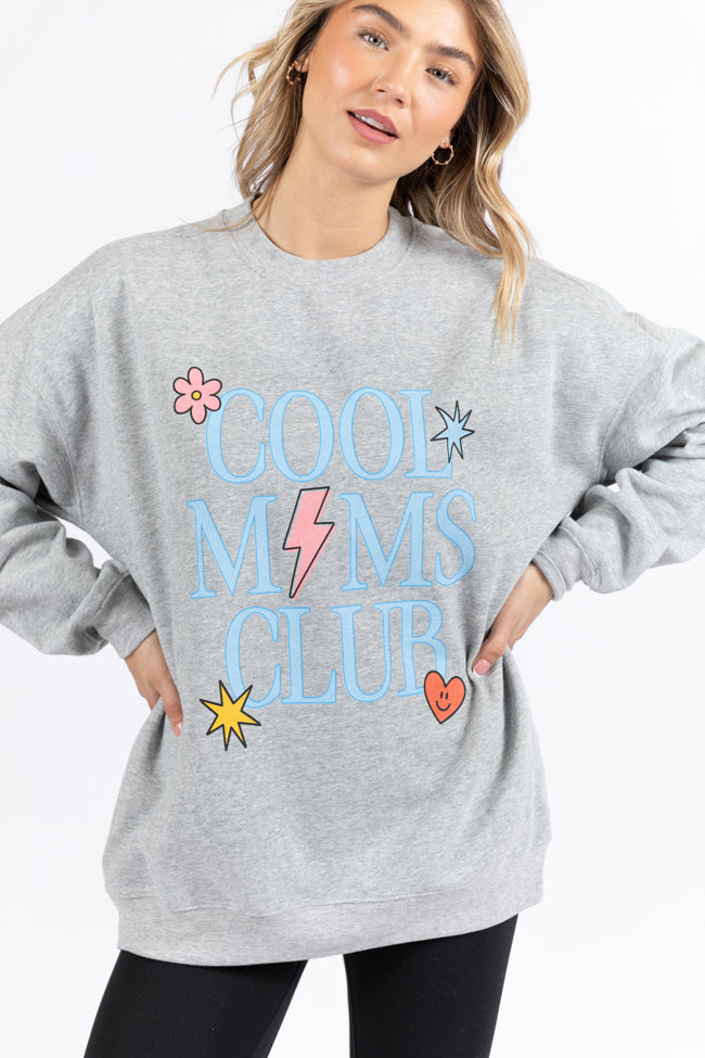 Cool Moms Club Block Light Grey Oversized Graphic Sweatshirt Sale Online Online