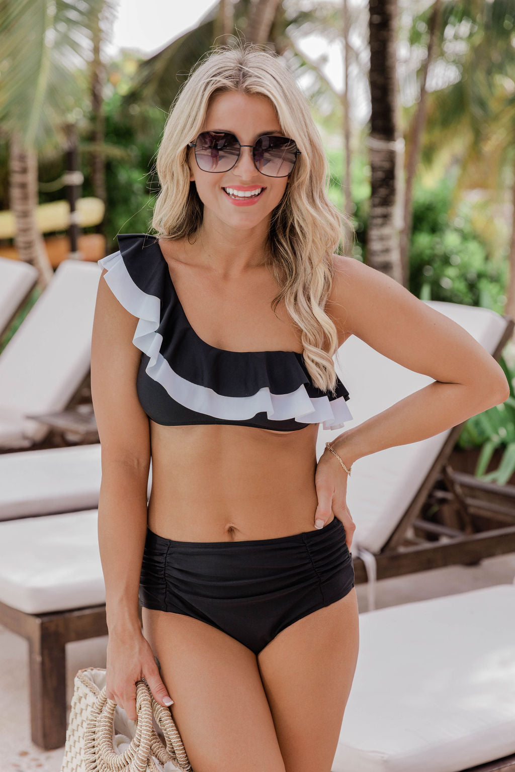 Aboard Ship Black One Shoulder Bikini Top FINAL SALE Cheapest Sale Online