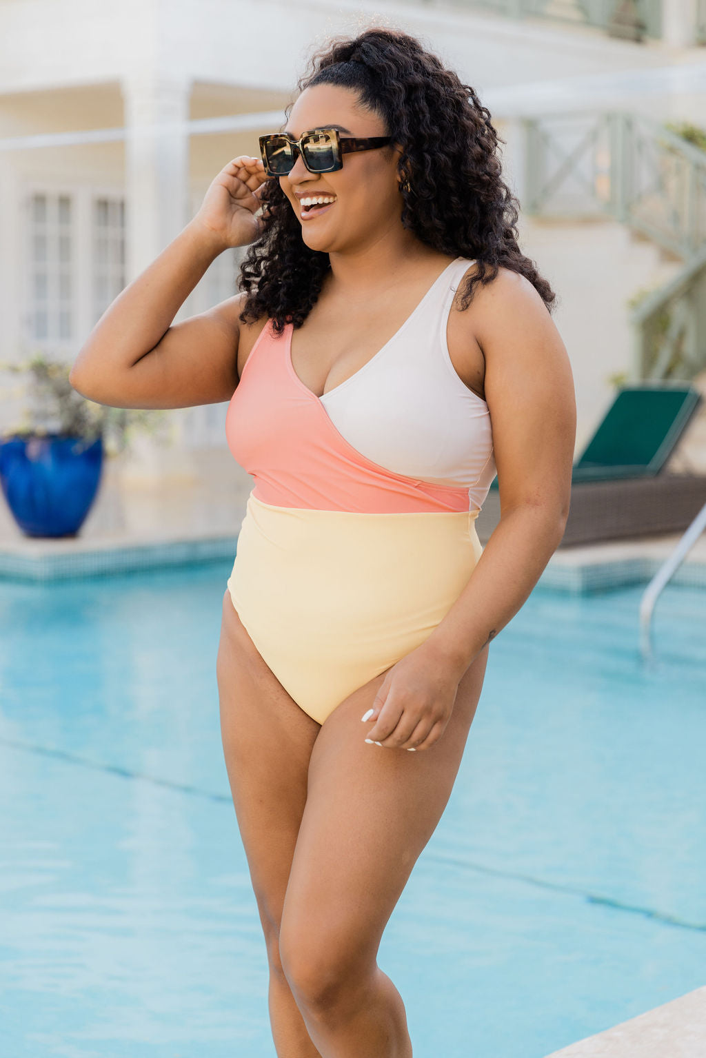 On Pool Time Yellow/Orange Color Block One Piece Swimsuit FINAL SALE Discount How Much