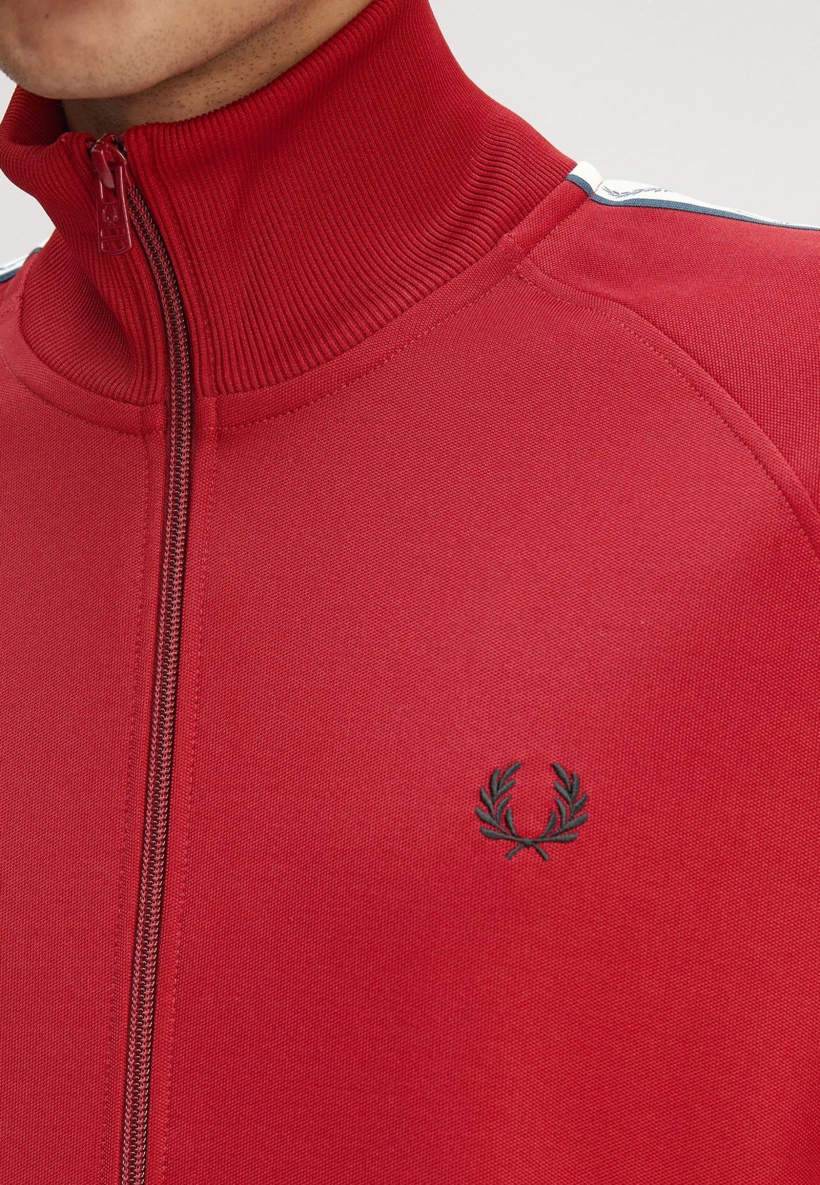 Fred Perry - Taped Track Burnt Red - Track Jacket Best Seller For Sale