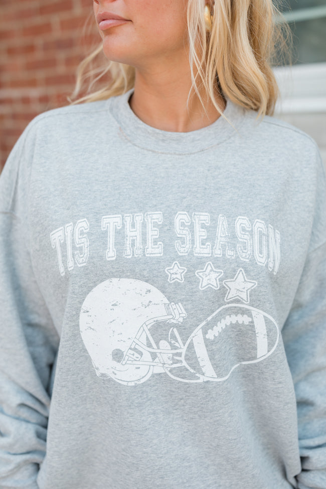 'Tis The Season Light Grey Oversized Graphic Sweatshirt