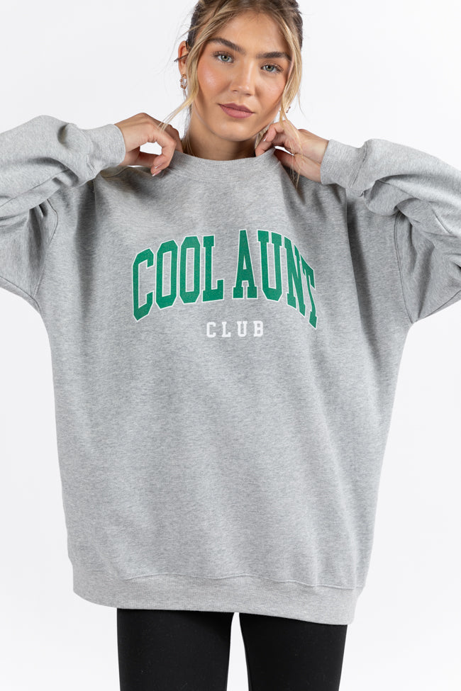 Cool Aunt Club Light Grey Oversized Graphic Sweatshirt Real Sale Online