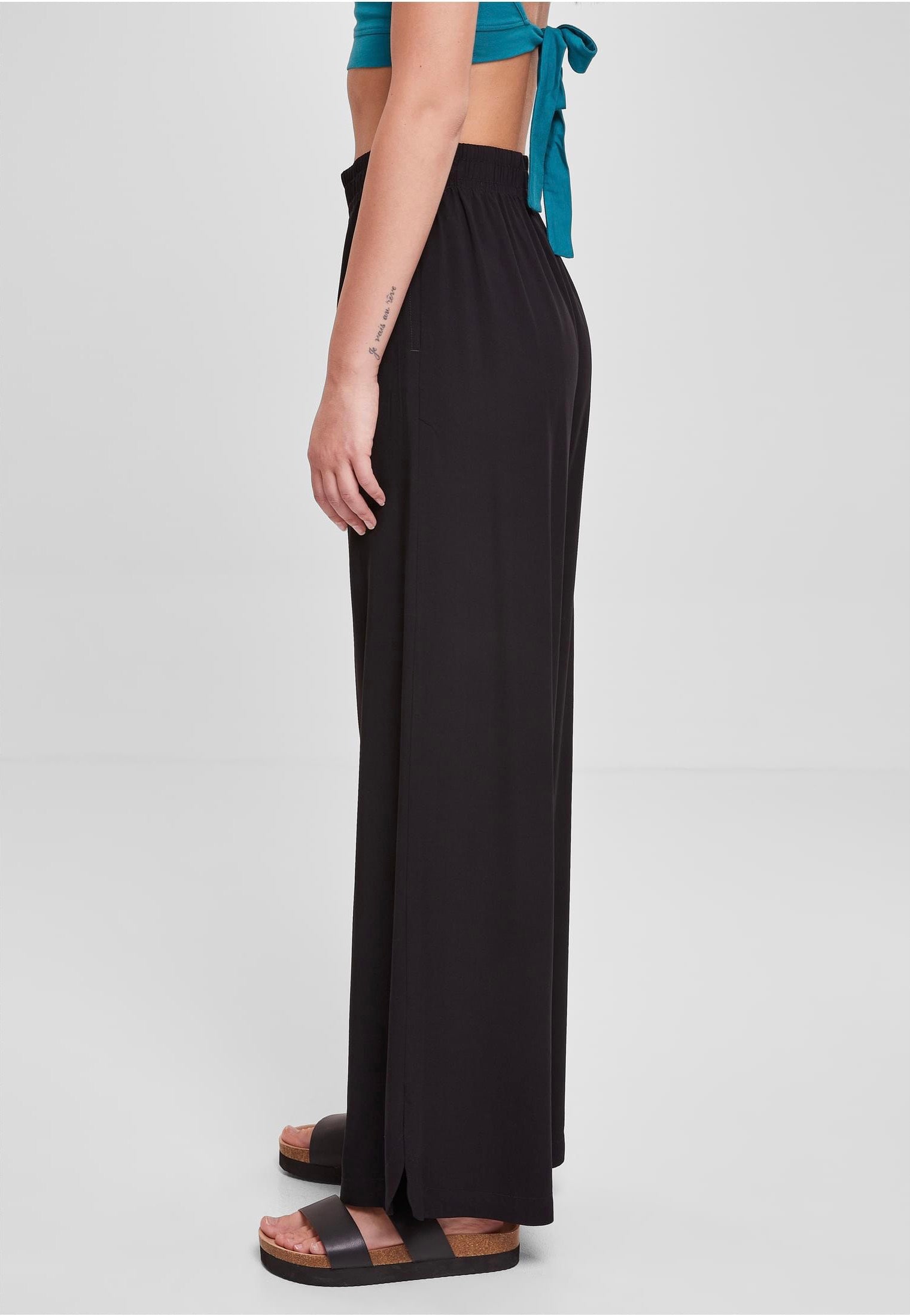 Urban Classics - Ladies Wide Leg Viscose Black - Pants Good Selling Cheap Online